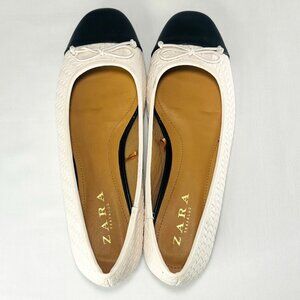 Zara Trafaluc White & Black Ballet Flats | Size 7 | NWOT